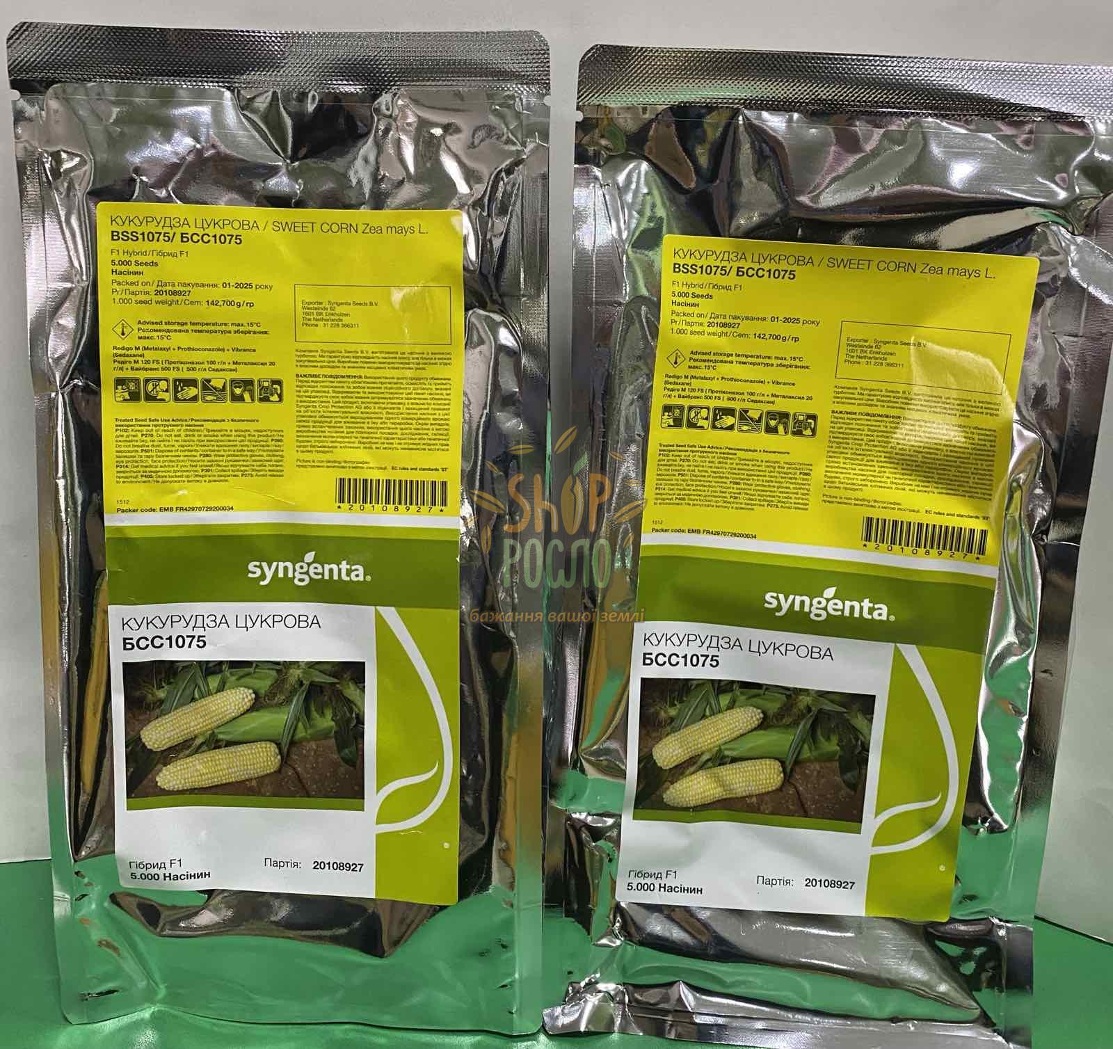 Насіння кукурудзи  БСС 1075 F1, BSS 1075 F1, ранній суперсолодкий гібрид, Syngenta (Швейцарія), 5 000 шт