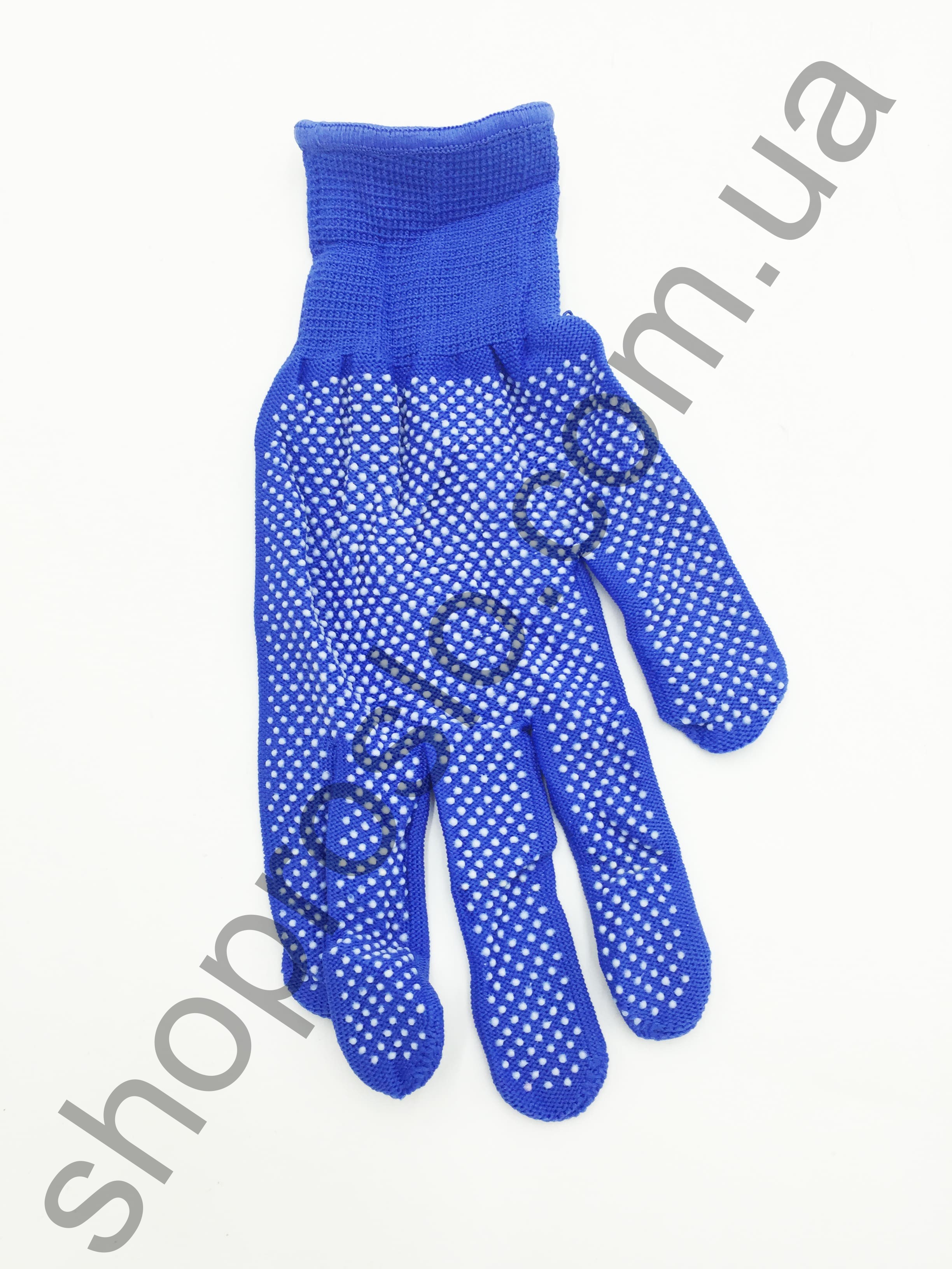 Перчатки синие с точкой нейлон ПВХ, размер 9, (Китай)