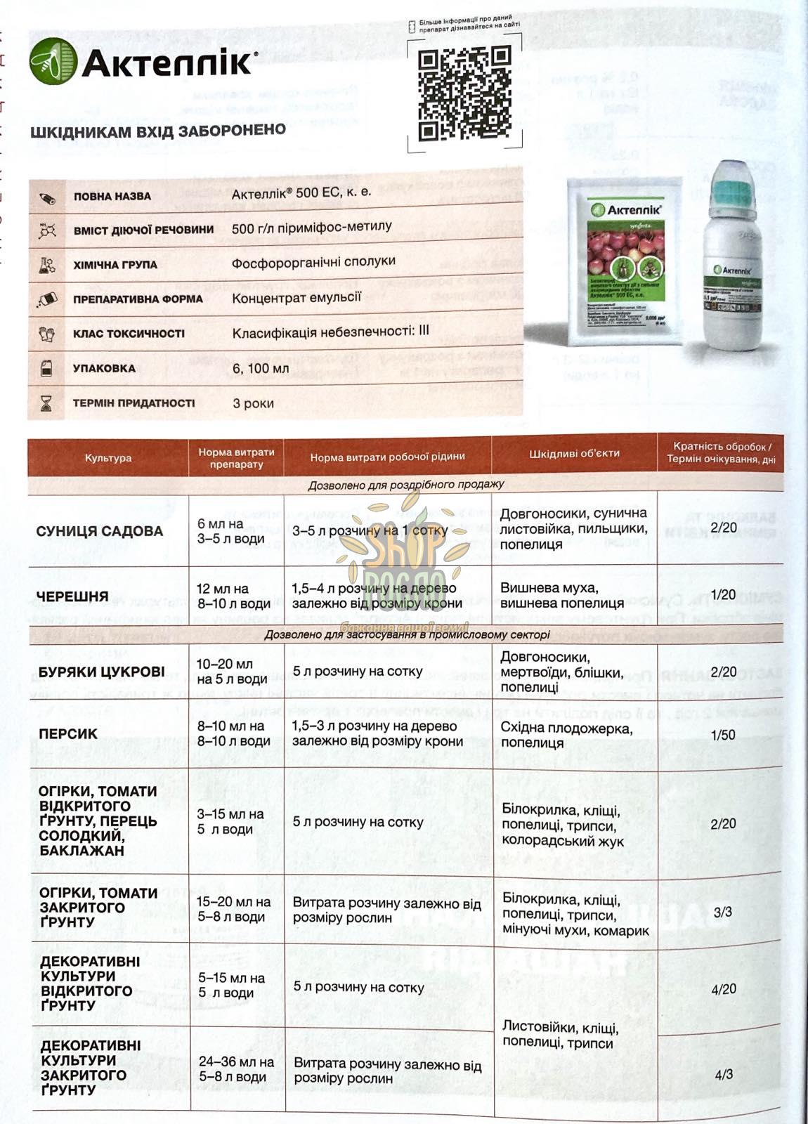 Інсектицид Актеллік, "Syngenta" (Швейцарія), 6 мл