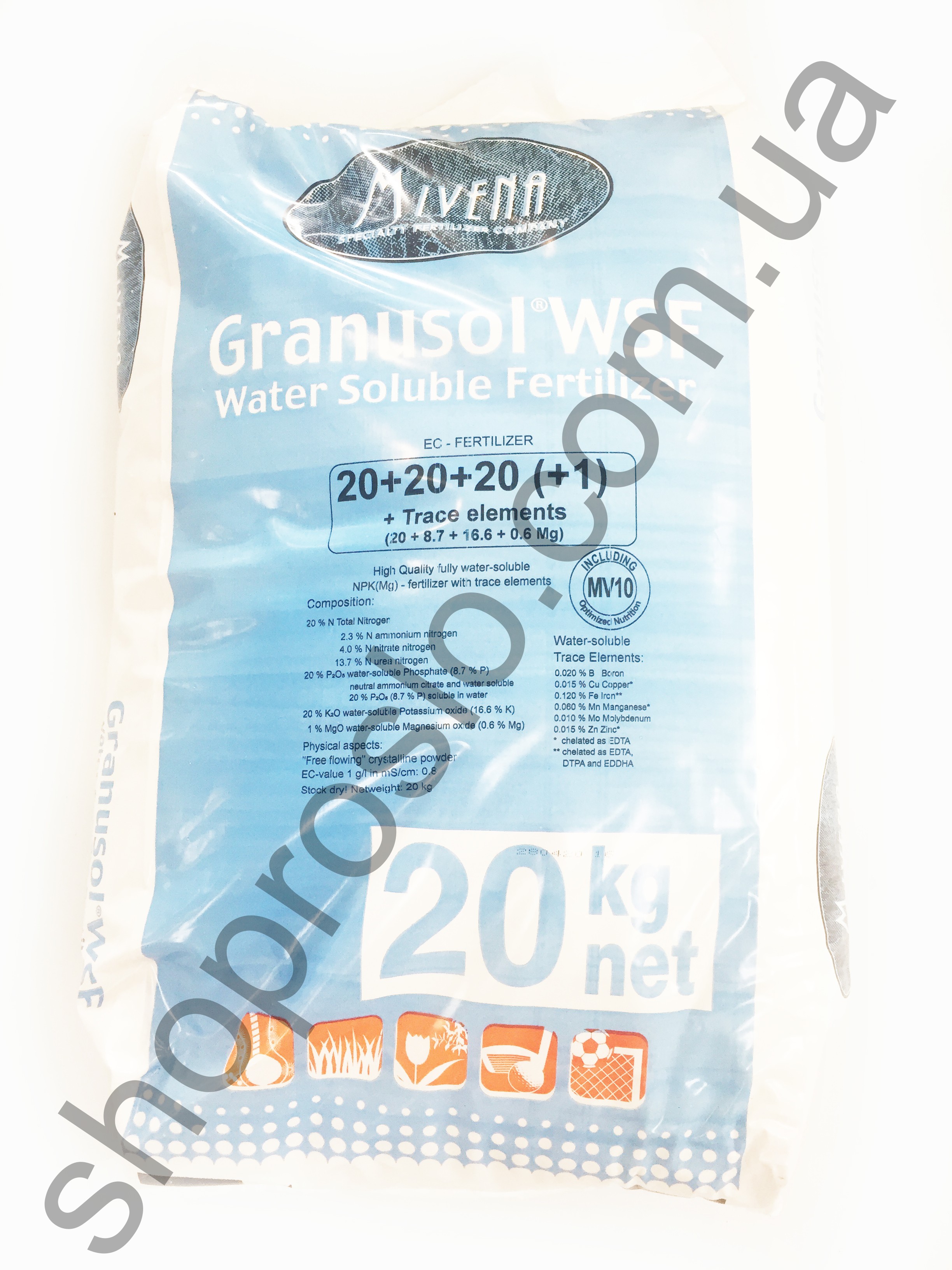 (Мивена) Granusol WSF 20+20+20+MgO+TE, комплексное удобрение, "Міvena" (Голландия), 20 кг
