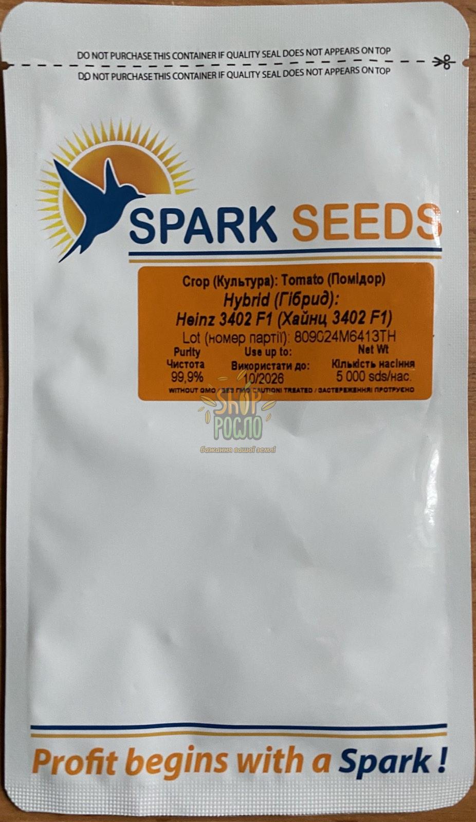 Насіння томату 3402 F1, ранній гібрид, "Spark Seeds" (США), 5 000 шт