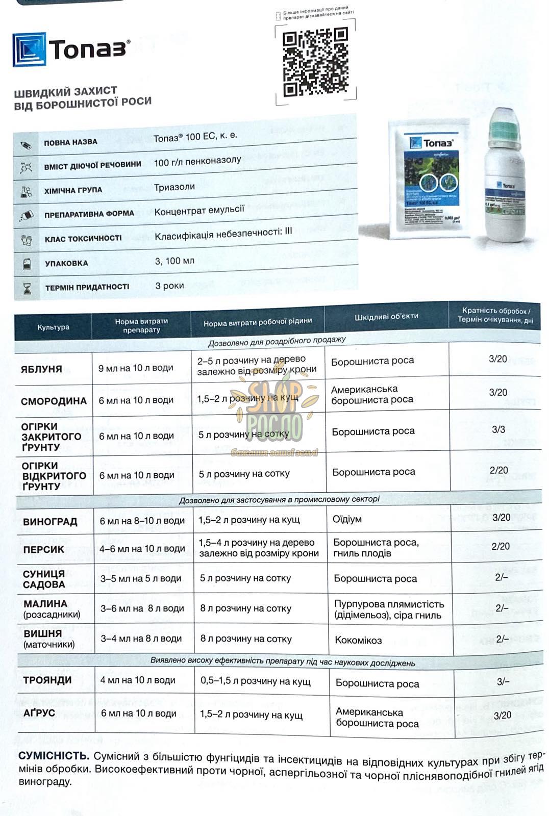 Фунгіцид Топаз, "Syngenta" (Швейцарія), 3 мл