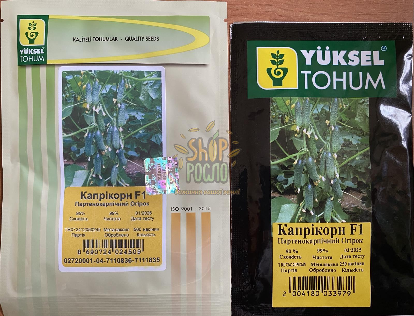 Огірок Капрікорн F1, ранній гібрид, партенокарпічний, Yuksel Tohum (Туреччина), 250 шт