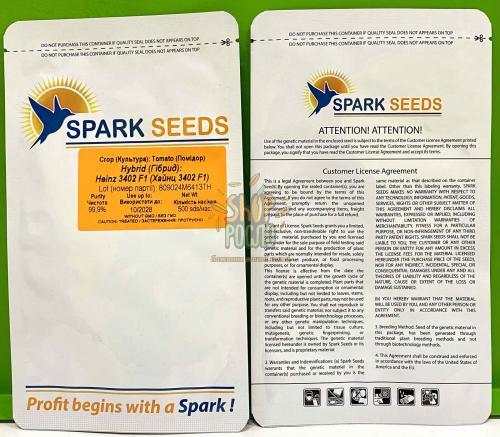 Насіння томату 3402 F1 (Хайнц 3402 F1), ранній гібрид, "Spark Seeds" (США), 500 шт