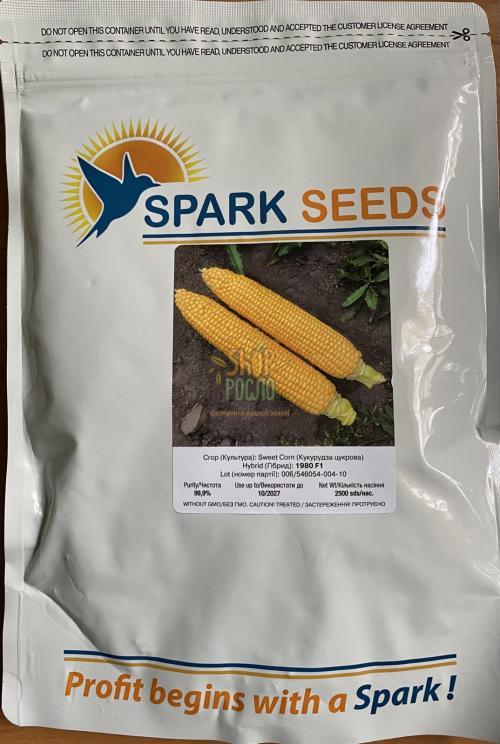 Насіння кукурудзи 1980 F1, середньостиглий суперсолодкий гібрид, "Spark Seeds" (США), 2 500 шт