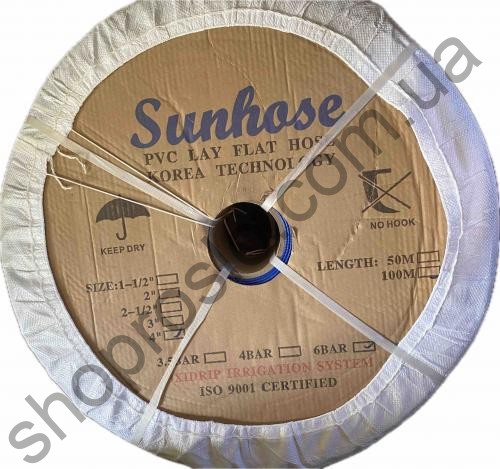 Шланг Лейфлет Sun Hose (Корея), 4"х 6 бар, синий, 100 м