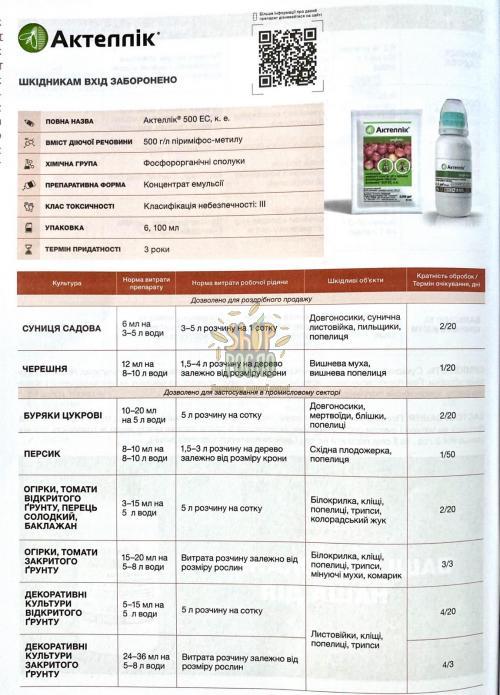 Інсектицид Актеллік, "Syngenta" (Швейцарія), 100 мл
