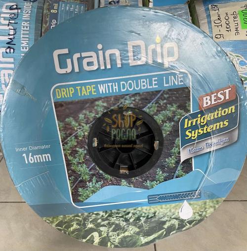 Крапельна стрічка 8 mil/10 см, водовилив 1,2 л/г, щілинна, 1000 м.  "Grain Drip" (Корея)