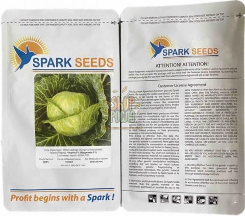 Насіння капусти білоголовой Вірджинія, ультраранній гібрид, "Spark Seeds " (США), 2 500 шт