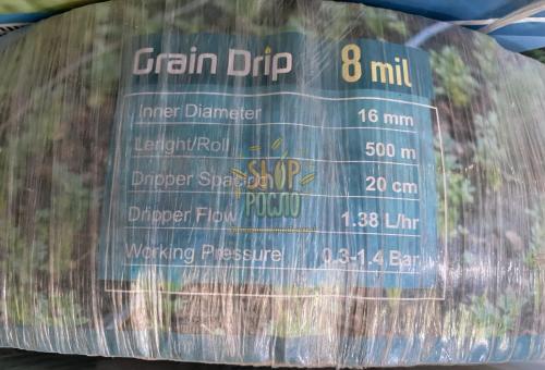 Крапельна  стрічка 8 mil/15 см, водовилив 1,38 л/г, емітерна, 500 м."Grain Drip" (Корея)