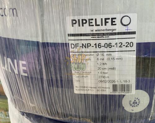 Крапельна  стрічка PIPELIFE (Туреччина) 6 mil/20 см, водовилив 1,2 л/г, емітерна, 2700 м.