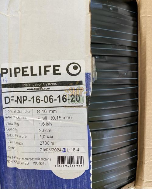 Крапельна  стрічка PIPELIFE (Туреччина) 6 mil/20 см, водовилив 1,6 л/г, емітерна, 2700 м.