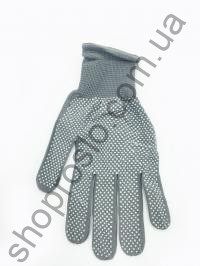 Перчатки серые с точкой нейлон ПВХ, размер 9, (Китай)